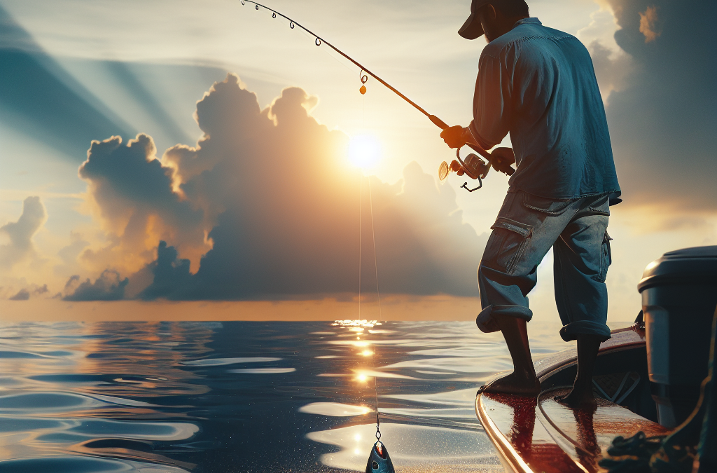 leurres pour la pêche du thon utilisés par un pêcheur en mer
