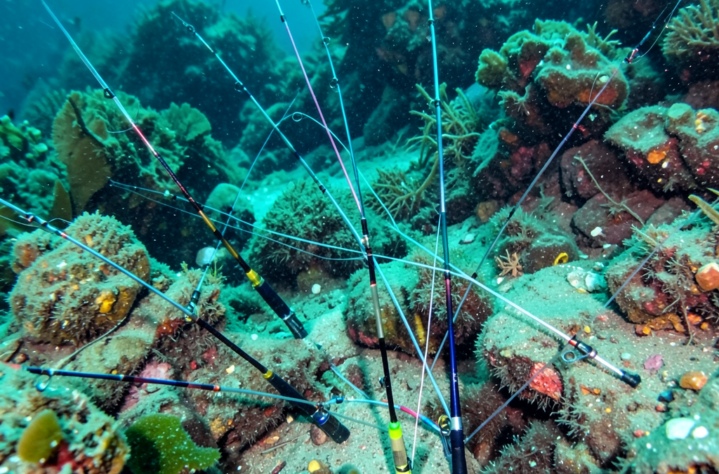 Esquema de disposición de nasas de pesca para evitar enredos